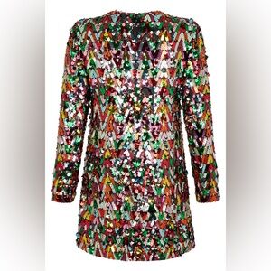 Valentino Rainbow Sequin Chevron Mini Dress PS22 — IT 40 (US 4-6) Made in Italy